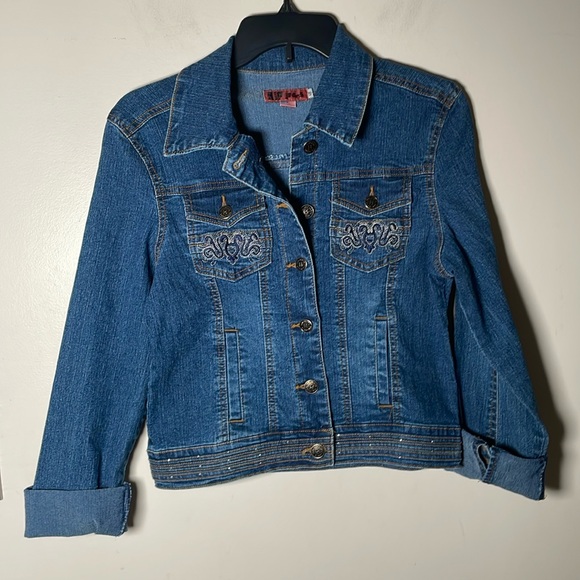 Hip Jeans Jean Jacket embroidery embellished Y2K USA Jrs 5, S - Picture 1 of 6